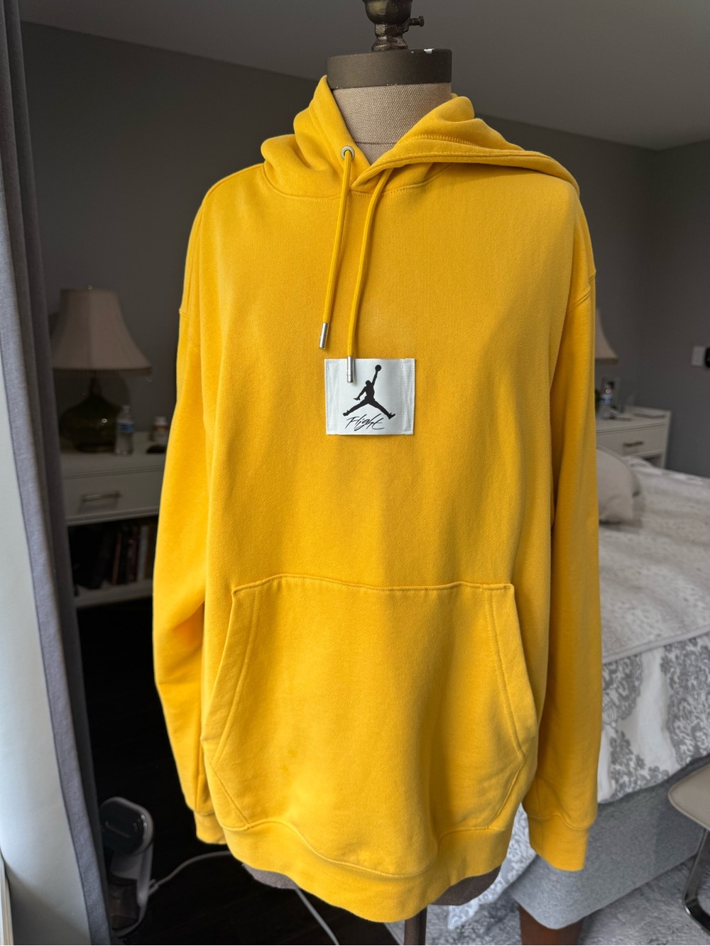 Jordan Men's Bright Yellow Pullover Hoodie with Jumpman Patch size M